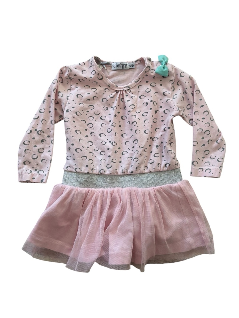 10/$15 Dirkje Pink Tutu Top with Grey Dot Print